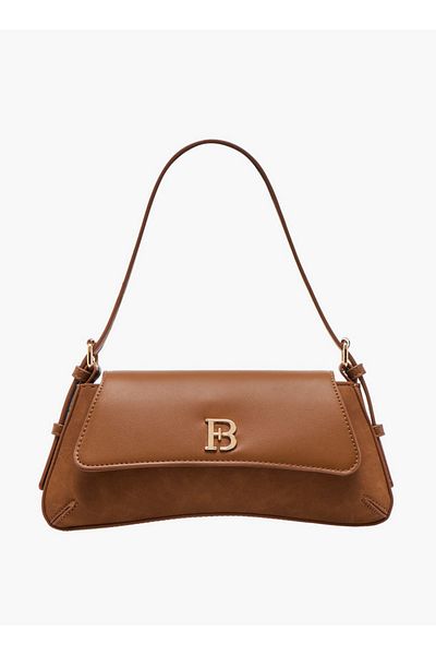 Flora Bella by Shoexpress Metal Accent Shoulder Bag with Flap Button Closure