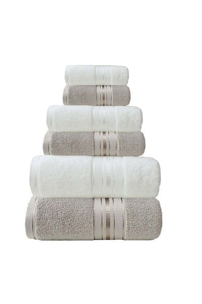 huitich 8-Piece Cotton Towel Set Khaki and White