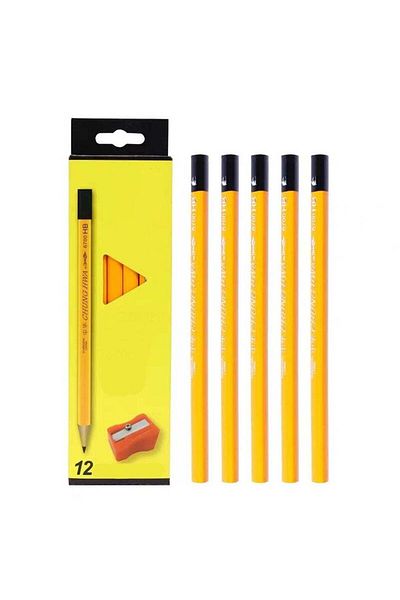 huitich Box of 12 HB Hexagonal Wood Pencils with Sharpener Writing & Drawing Set