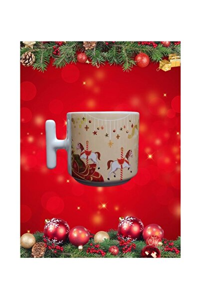 Nadom Yılbaşı Temalı Seramin Çift Taraflı Baskı T Kulplu Kupa Bardak Hediyeli...