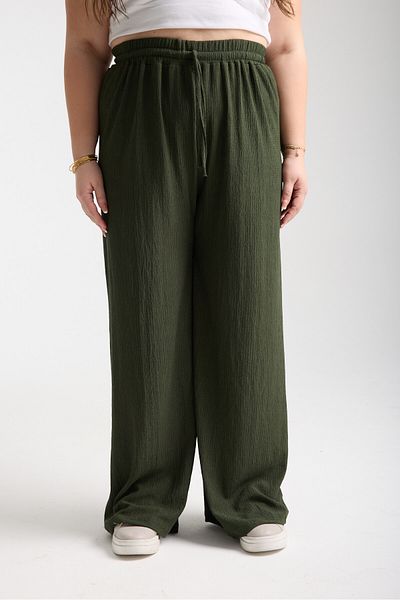ZİYMO Women's Plus Size Rubber Waist Tubular Palazzo Pants