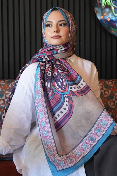 AFVENTE Γεωμετρικό σχέδιο Μωβ μαλακό βαμβακερό σάλι