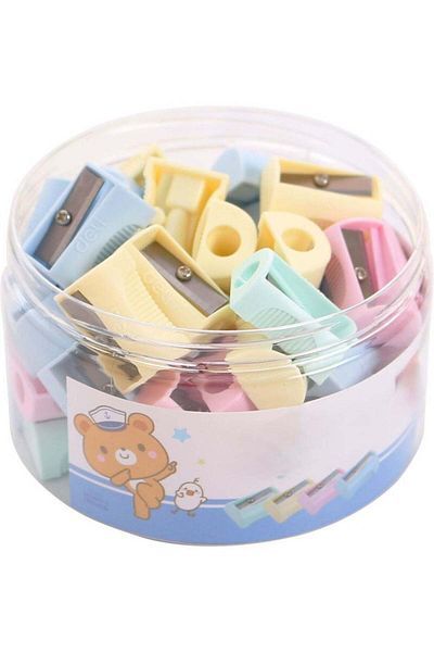 huitich Mini Single-Hole Pencil Sharpener Set - 48 Pcs Assorted Colors