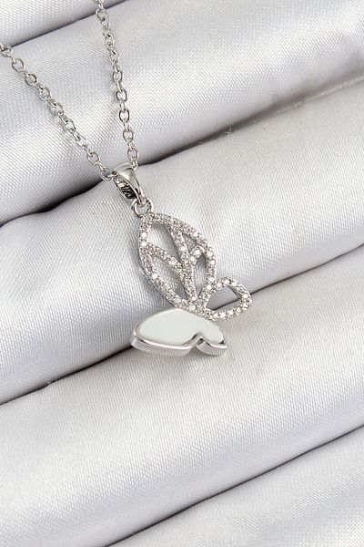 Clariss 316L Steel Zircon Stone Butterfly Model Silver Color Women's Necklace
