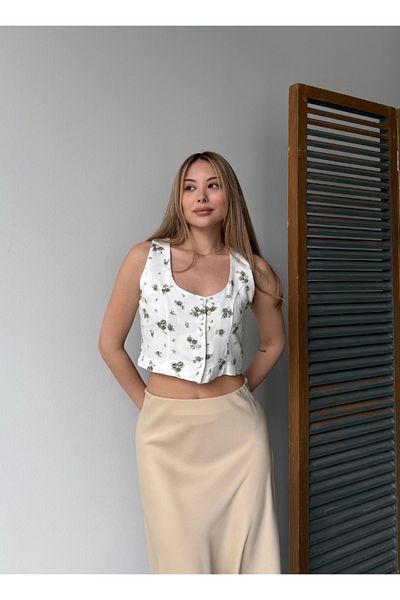 Melike Bakar Boutique Flower Patterned Vest