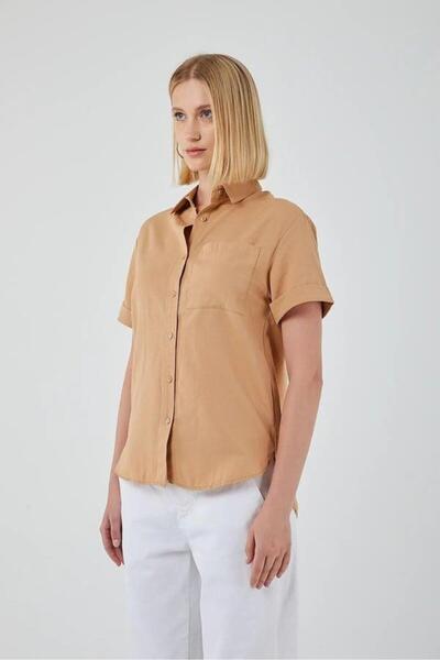 Mixray 3950 Women's Oxford Short Sleeve Basic Shirt Mink