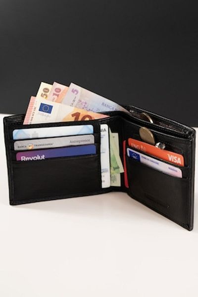 4desire.ro Men's Wallet, Leather, Dark Black