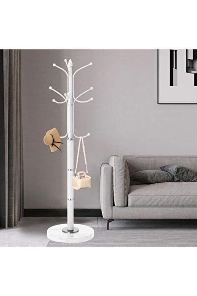 Generic Metal Coat Rack Stand, Modern Freestanding Coat Rack with Natural Marble Base, White Coat Racks and