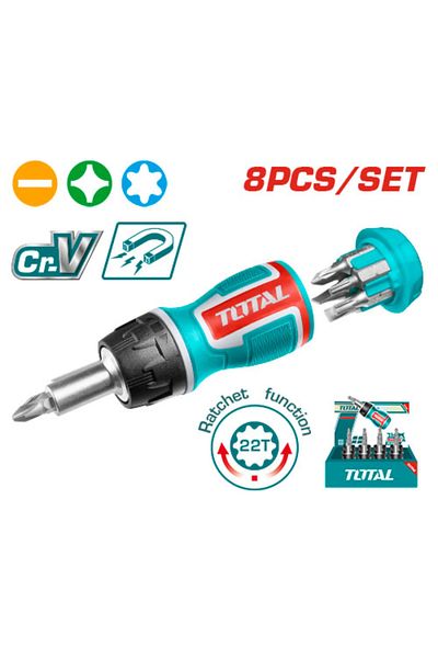 TOTAL Screwdriver with 8pcs/set heads Total Tacsds1726