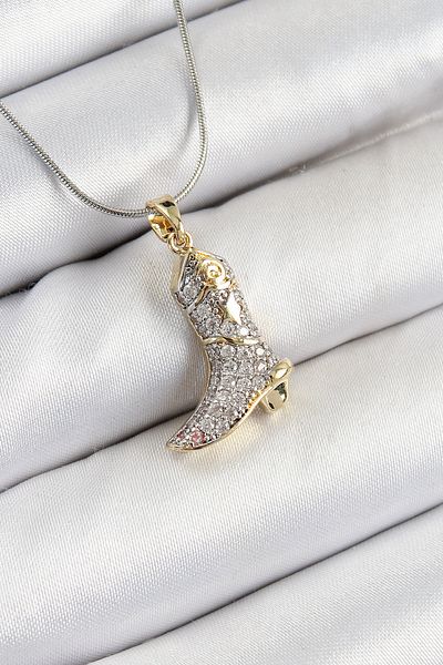 Clariss 316L Steel Zircon Stone Boot Model Silver Color Women's Necklace