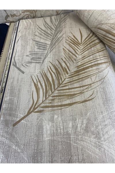 KOÇ YAPI DEKOR Tutkal hediye 16 m2 krem/gri ithal yaprak desen kabartmalı sil...