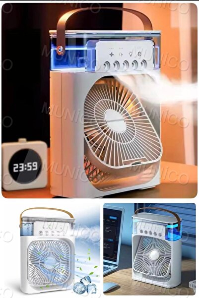 Munico Masaüstü Mini Su Ve Buz Hazneli Buhar Püskürtmeli Vantilatör Fan Kamo Çadır Kliması Karavan Bungalov