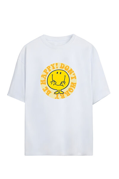 MAGORS كن سعيدًا ولا تقلق - تي شيرت كبير الحجم