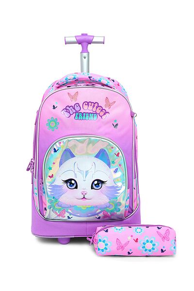 R&B Lilac Girls Trolley Bag W Pencil Pouch