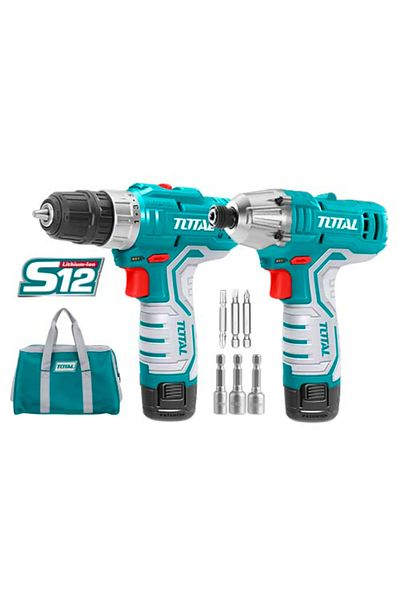 TOTAL Total Tkli1201 12V Cordless Drill Kit with Screwdriver