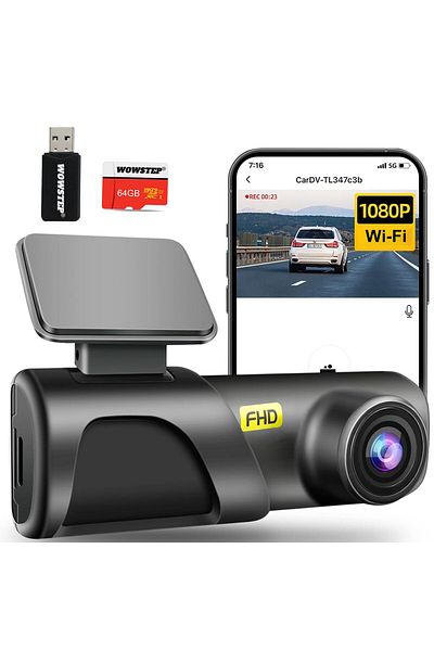 WowStep Camera Auto DVR, Q3, 1080p, Aplicatie, Control Vocal, 130°, WDR, Night Vision, Card 64gb, USB