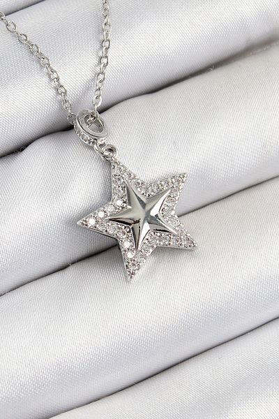 Clariss 316L Steel Zircon Stone Star Model Silver Color Women's Necklace