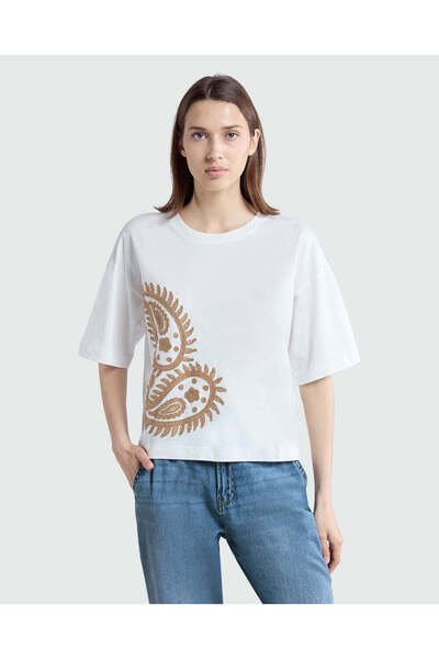 Ovs تي شيرت حليب جوز الهند للنساء