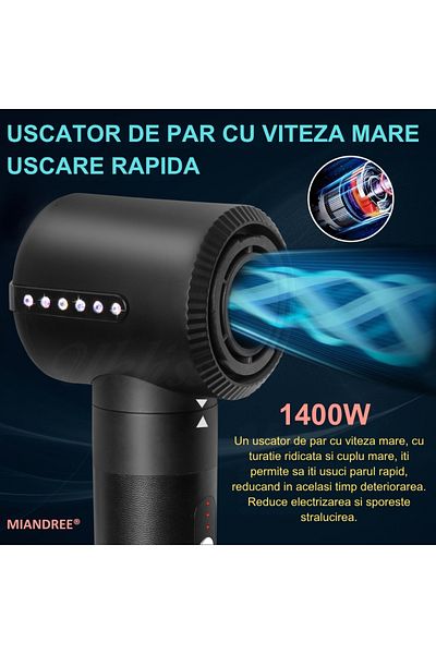 MIANDREE Set Uscator de Par 7 in 1 MIANDREE®, 1400W, Ondulator cu Absorbtie Automata, Difuzor