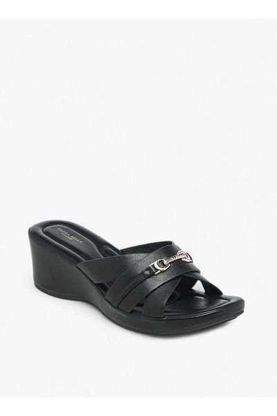 Flora Bella by Shoexpress Women Metal Accent Slip-On Sandals with Wedge Heels