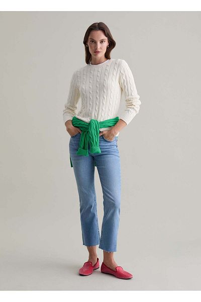 Ovs Ribbed Pullover With Cable-Knit Design