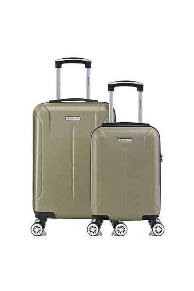 Quasar & Co. Set of 2 Trolleys, 40x30x20cm Removable Wheels/55x36x20cm, Hand Luggage Trolley, 4 Wheels, abs, Smart, Champagne