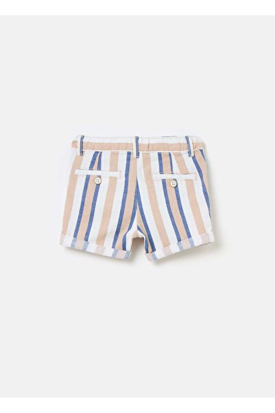 Ovs Striped Linen And Cotton Bermuda Shorts