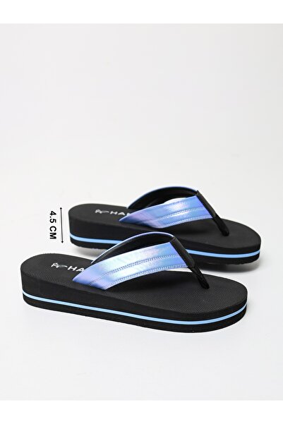 HANOX Viola Black Wedge Heel Women's Flip Flops Beach Slippers Flip Flops (4.5) cm