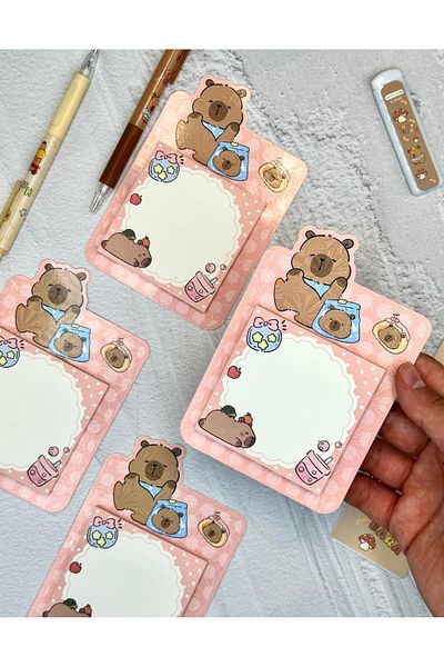 ZeCo Collection Capybara Patterned Pink Dreams Post-It 50 Sheets / Sticky Note / Sticky Note Paper
