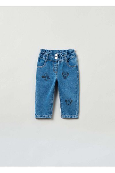 Ovs Slouchy Jeans With Disney Baby Minnie Mouse Print