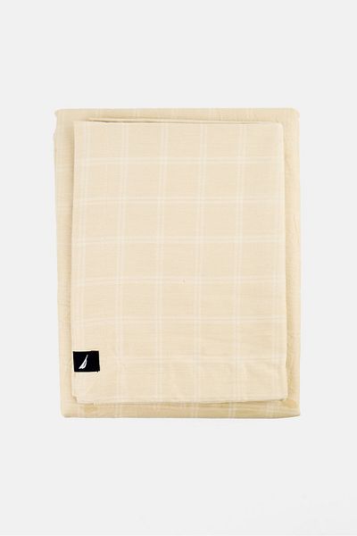 Nautica 2 Pieces Single Windowpane Bedsheet Set, Multicolor