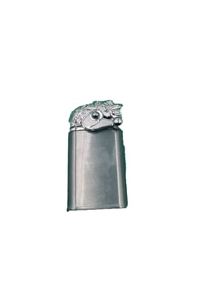 dalimag Lighter with 2 Ignitions, Dragon Model, Gas, 8 cm, Gray,