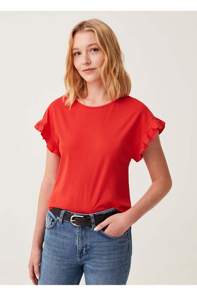 Ovs T-Shirt With Kimono Sleeves And Frills