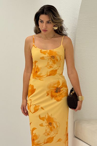 Act Pepicino Kids&Boutique Yellow Floral Patterned Tulle Dress 251084