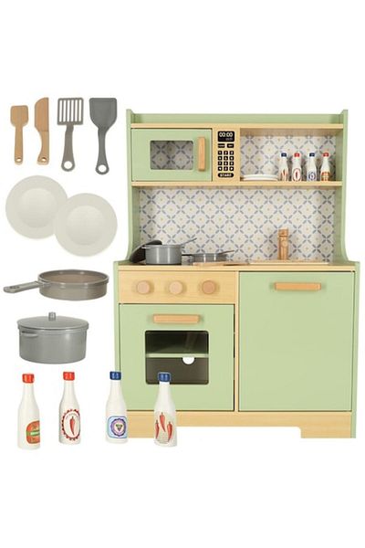 Glow Goods Set Bucatarie pentru Copii Little Cheff din Lemn , Design Modern Deluxe, Elemente Detasabile,
