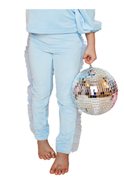 fustite cu luminite Colanți de Catifea cu Volanaș de Tulle, Baby Blue - 2-3 ani (92-98 cm)