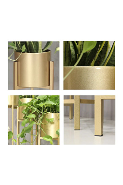 LUXXO Ghiveci decorativ metalic pentru podea sau masă, auriu XS, 19x19x24cm