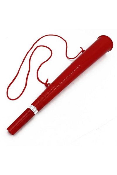 dalimag Set of 50 Simple Vuvuzelas, Horns, Parties, Stadiums, Rallys, Red with String, 36 cm