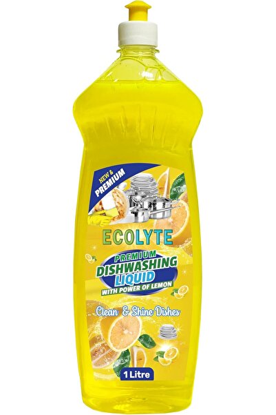 ECOLYTE+ سائل غسيل الأطباق البلاتيني المضاد للبكتيريا، منظف ومنعم مثالي (ليمون، 1 لتر)