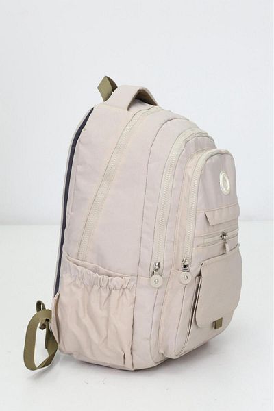 Weynes Κρέμα Unisex Ποιότητας Liquid Proof Crinkle Fabric Καθημερινή Σχολική τσάντα πλάτης WSB5046