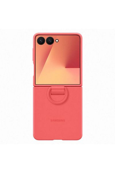Samsung Flip7 Ring Case (Silicone) - Coral red