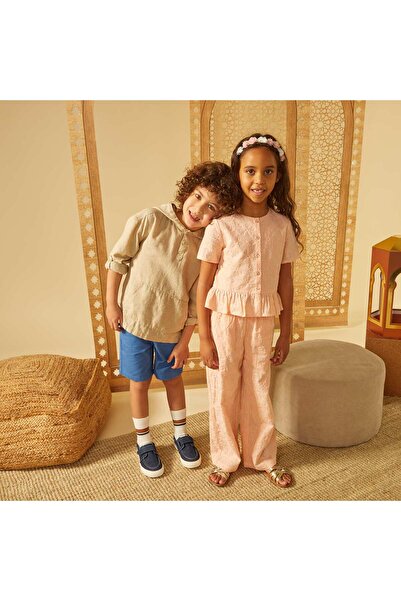 KIABI Cotton gauze blouse with dotted Swiss ORANGE