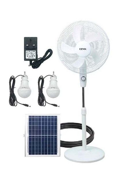 Primo Plus Rechargeable Base Fan powered by Solar Energy with DC Motor, 16-inch Oscillating Head, 3 Speed Modes