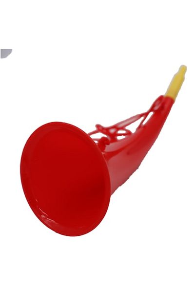 dalimag Curved Horn, Vuvuzela, Party and Event Horn, Red with Yellow Tip, 27 cm