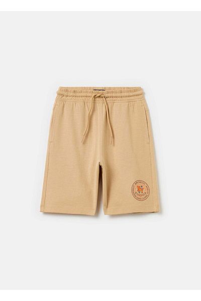 Ovs Fleece Bermuda Shorts With Drawstring And Print