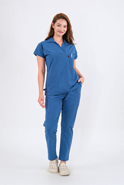 Schlange Uniforme de spital pentru asistentă medicală și medic, cu guler polo...