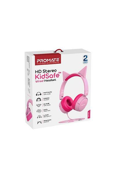 Promate KidSafe High-Fidelity Stereo Wired Kids Headphones with Audio Sharing Port