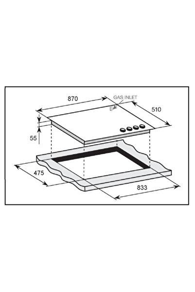 GL GENERAL 5 Burners Side keys Built in Cooker, 87x51cm, Iron Cast Stand, heavy Duty, Auto Burn, total Safety