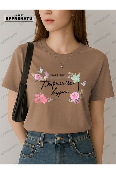 EFFRENATU Plus Size T-Shirt with Floral Print and Distinctive Colors for Women