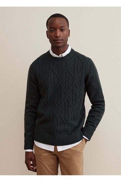 Ovs Diamond Pullover With Cable-Knit Design